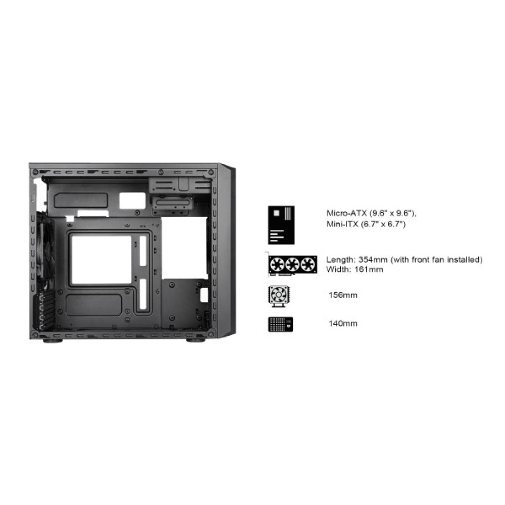 Корпус SilverStone Fara FA311-B без БЖ, 2xUSB3.0, 1xUSB2.0, 1x120мм, VGA 354мм, LCS ready, mATX, чорний