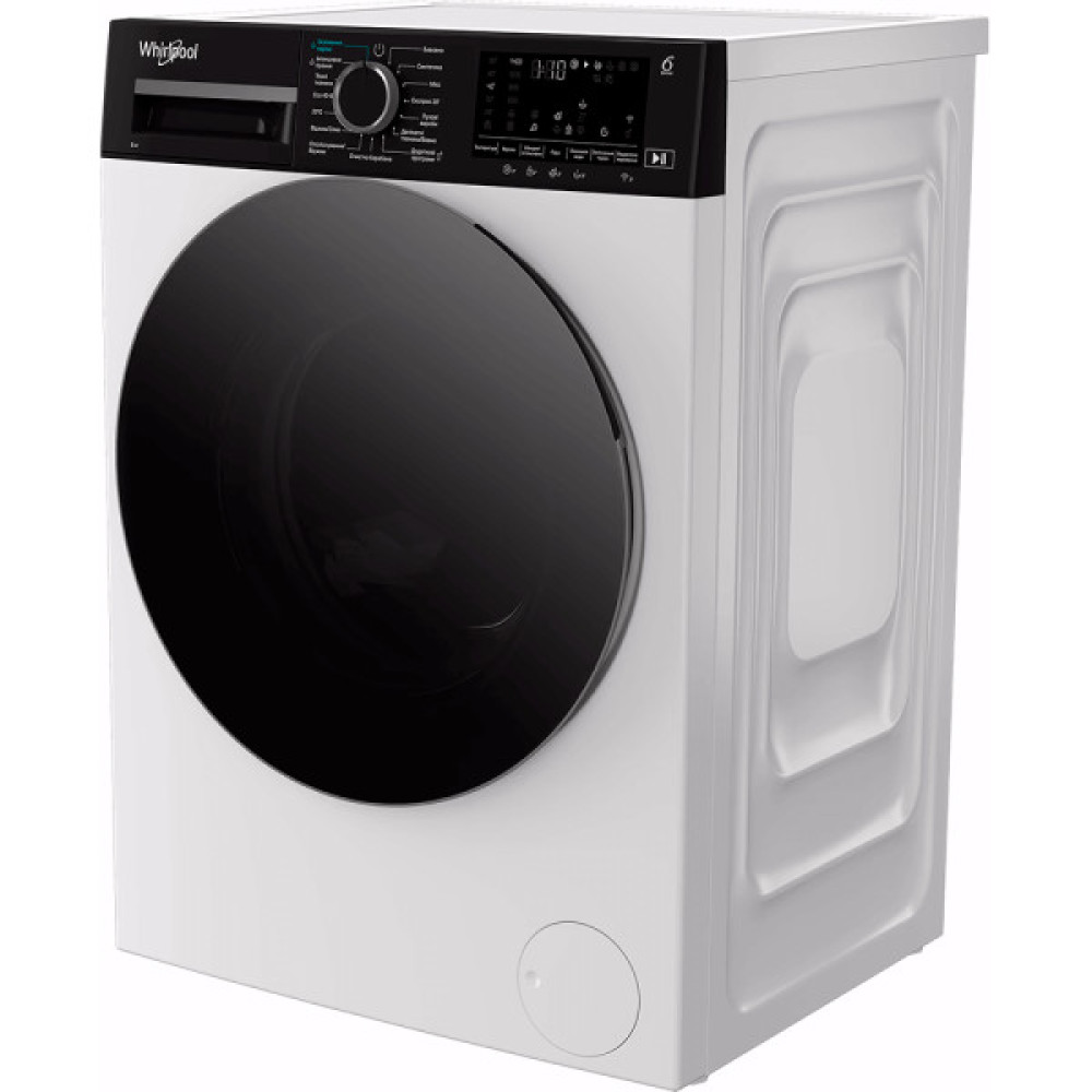Пральна машина Whirlpool фронтальна, 8кг, 1400, C, 55см, дисплей, пара, інвертор, люк чорний, білий