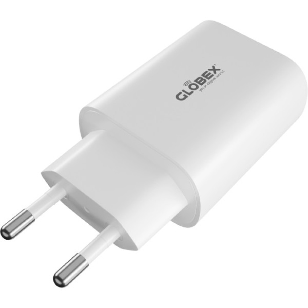 Зарядний пристрій Globex 1xUSB + 1xUSB-C 30W FastPower white (30WAC)