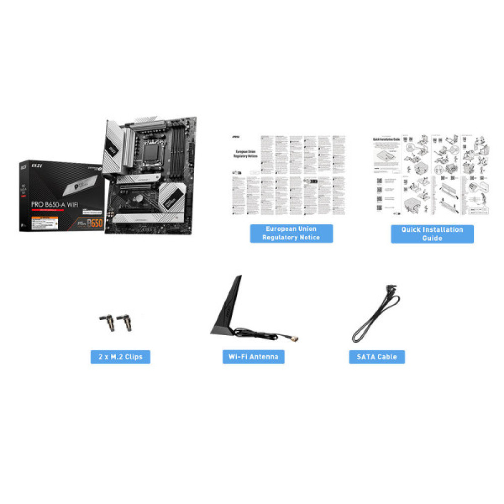 Материнcька плата MSI PRO B650-A WIFI sAM5 B650 4xDDR5 M.2 HDMI DP Wi-Fi BT ATX