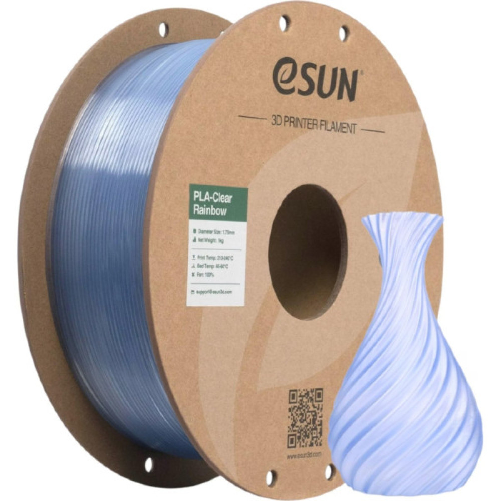 Пластик для 3D-принтера eSUN PLA Clear Rainbow 1,75mm 1kg Blue-Crystal (PLA-CLRB175O-CB1P1)