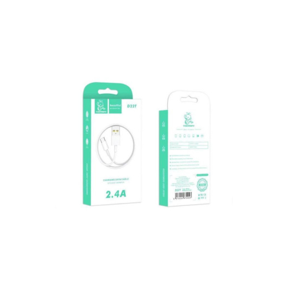 Дата кабель USB 2.0 AM to USB-C 1.0m 2.4A white Denmen (D22T-WH)