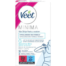 Воскові смужки Veet Minima Гіпоалергенні для чутливої шкіри лінії бікіні та області під пахвами 16 шт. (5900627096965) Воскові смужки Veet Minima Гіпоалергенні для чутливої шкіри лінії бікіні та області під пахвами 16 шт. (5900627096965)