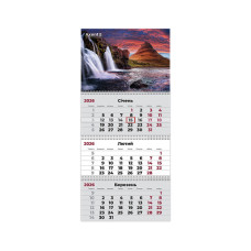 Календар Axent настінний квартальний 2026 р.,3 пружини Waterfalls 3 (8803-26-6-A)