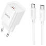 Зарядний пристрій HOCO C146A Charm USB-C PD20W + cable USB-C to USB-C White (6942007630269)