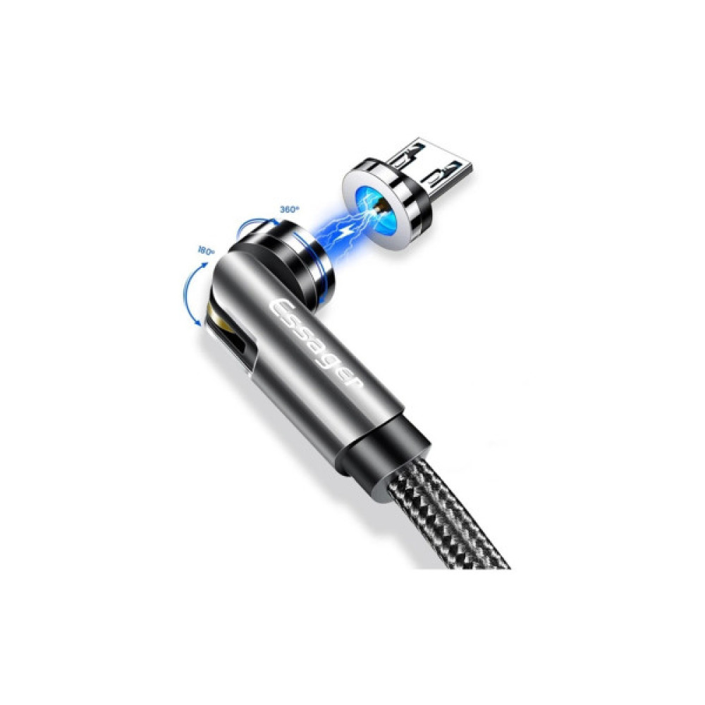 Дата кабель USB 2.0 AM to Micro 5P 1.0m magnetic black Essager (EXCCXM-WC0G)