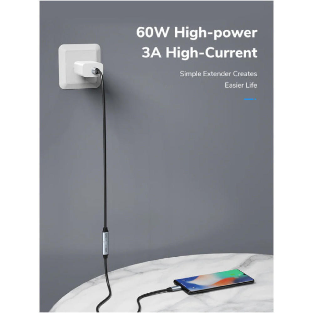 Дата кабель USB-C M to USB-C F 0.5m 5Gbps 60W 4K60Hz Cabletime (CA913664)