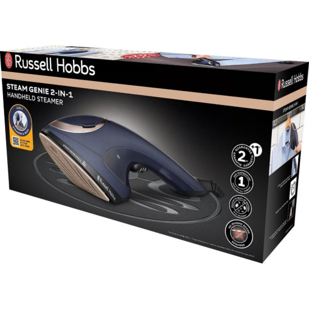 Відпарювач Russell Hobbs Steam Genie 2-в-1, 1700Вт, 150мл, паровий удар -20гр, постійна пара - 20гр, керам. підошва, синій