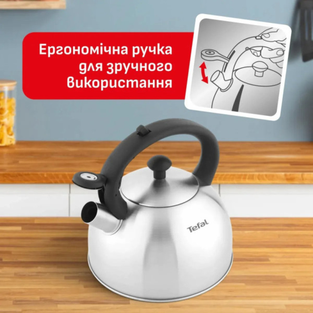 Чайник Tefal Duetto+ зі свистком 2.5 л чорний/сталевий (N4210310)