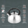 Чайник Tefal Duetto+ зі свистком 2.5 л чорний/сталевий (N4210310)