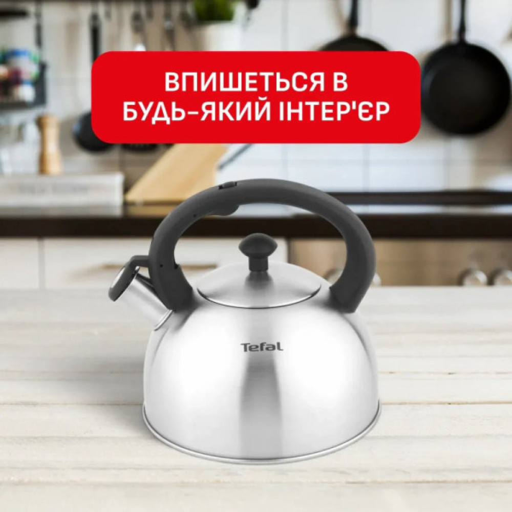 Чайник Tefal Duetto+ зі свистком 2.5 л чорний/сталевий (N4210310)