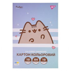 Кольоровий картон Yes односторонній А4 Pusheen 10 аркушів (955463)