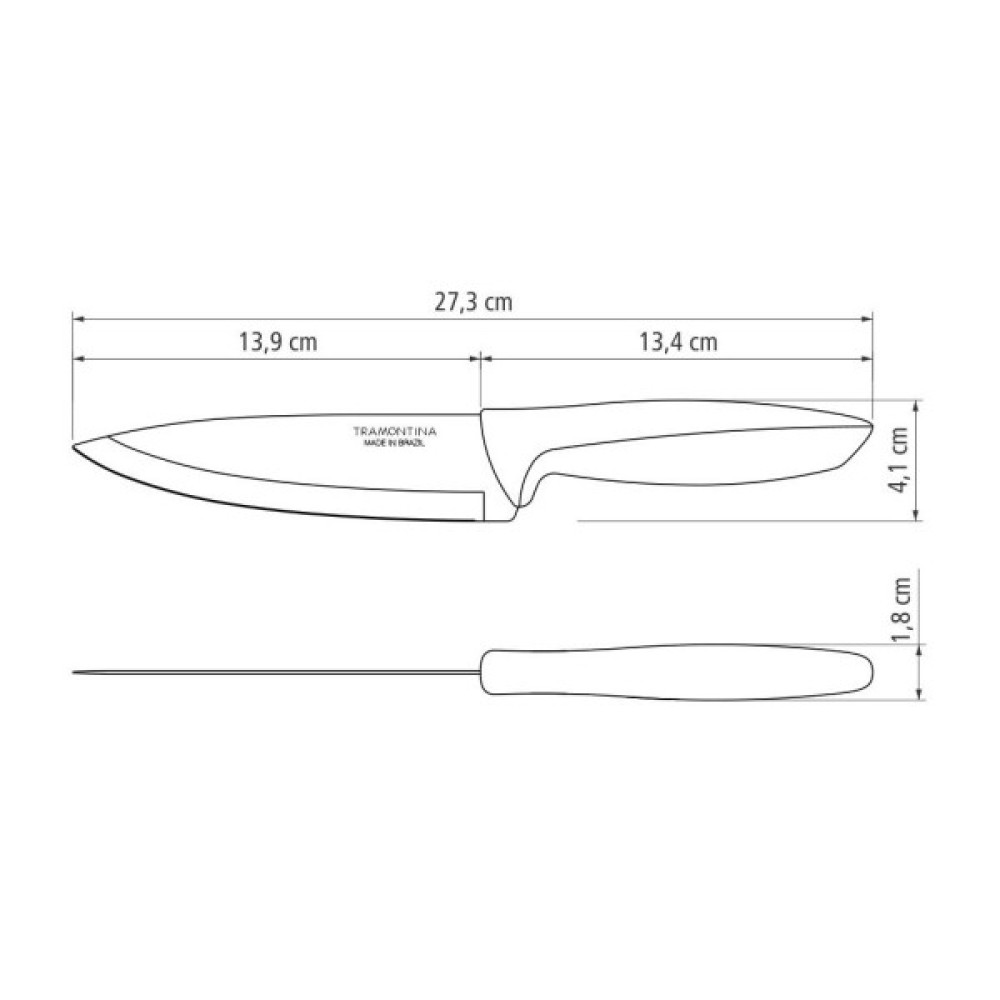 Кухонний ніж Tramontina Plenus Light Grey Chef 152 мм (23426/136)