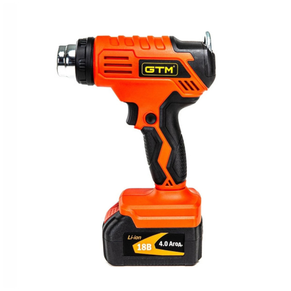 Будівельний фен GTM HGC18/550, 18V, 350/550С, 160/200л/хв, 4Ah (HGC18/550_KIT)