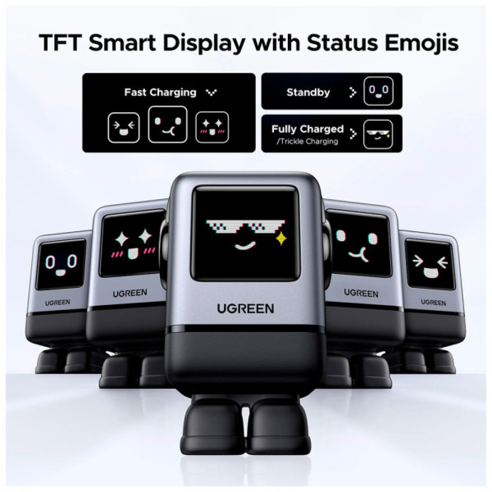 Зарядний пристрій Ugreen 1xUSB + 3xUSB-C GaN 100W Robot X688 gray (45515B)