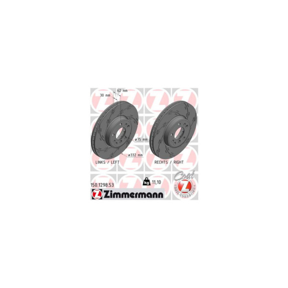 Гальмівний диск ZIMMERMANN 150.1298.53 Гальмівний диск ZIMMERMANN 150.1298.53