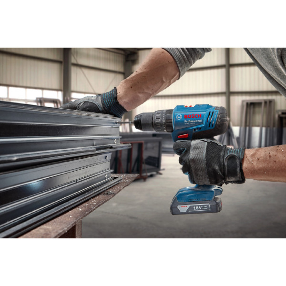 Шурупокрут-дриль ударний акумуляторний Bosch Professional GSB 183-LI 18В 2х2А·год 21-56Нм 374-1815об/хв кейс 1.2кг