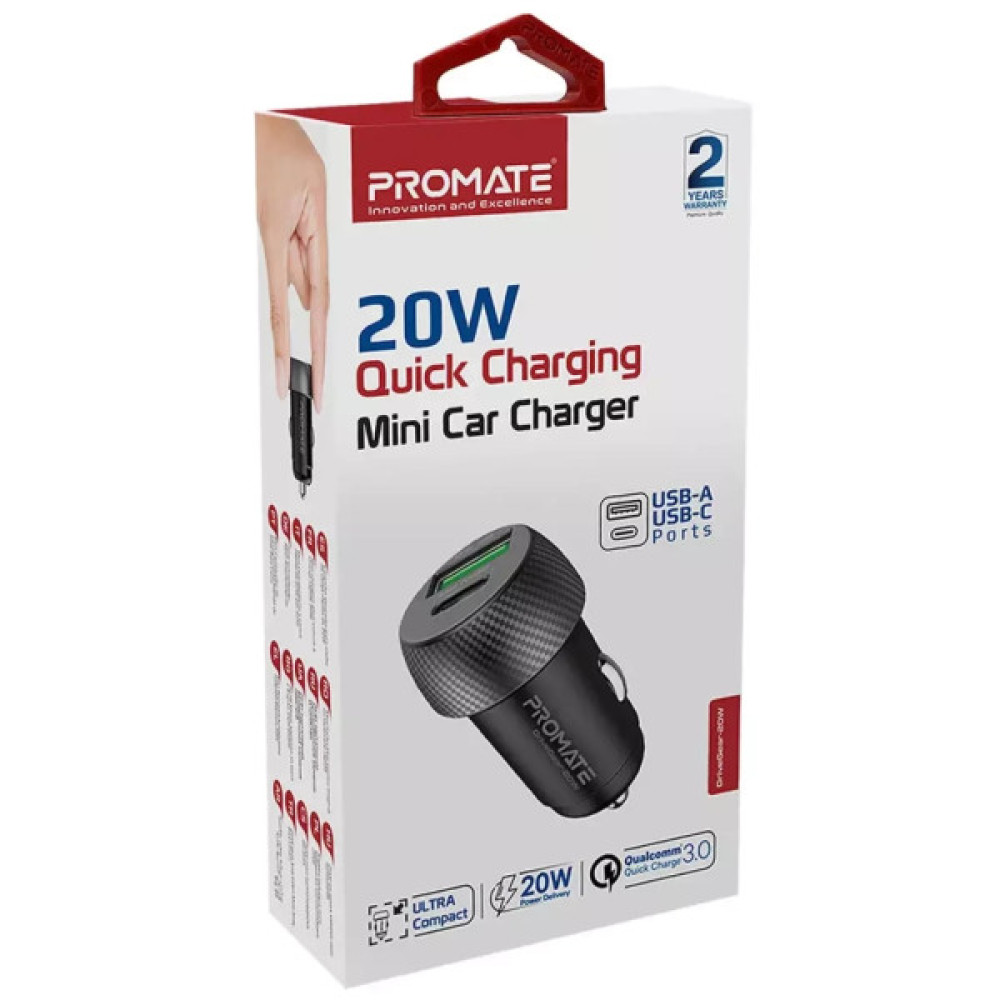 Зарядний пристрій Promate 20W USB-C + USB-A (drivegear-20w.black)