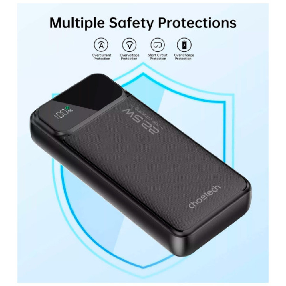 Батарея універсальна Choetech 20000mAh, PD/22.5W, QC/3.0, AFC Samsung, LED (B729)