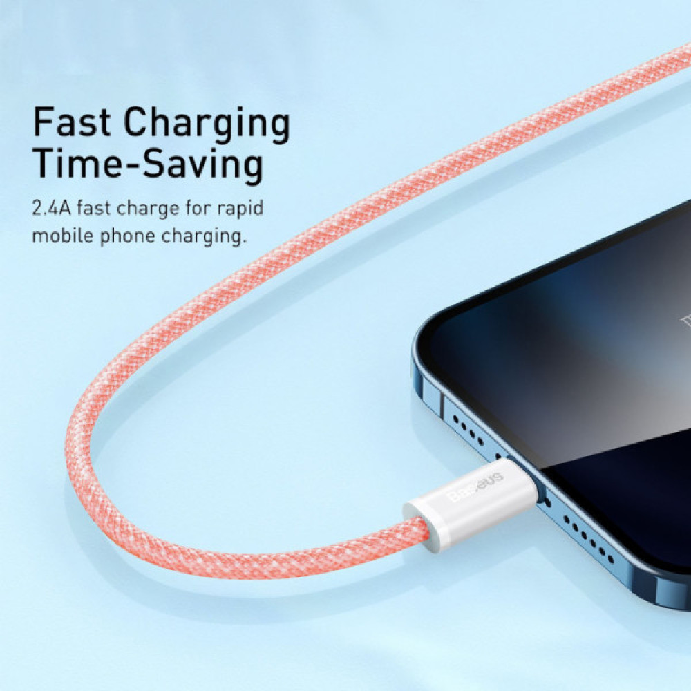Дата кабель USB 2.0 AM to Lightning 1.0m 2.4A orange Baseus (CALD000407)