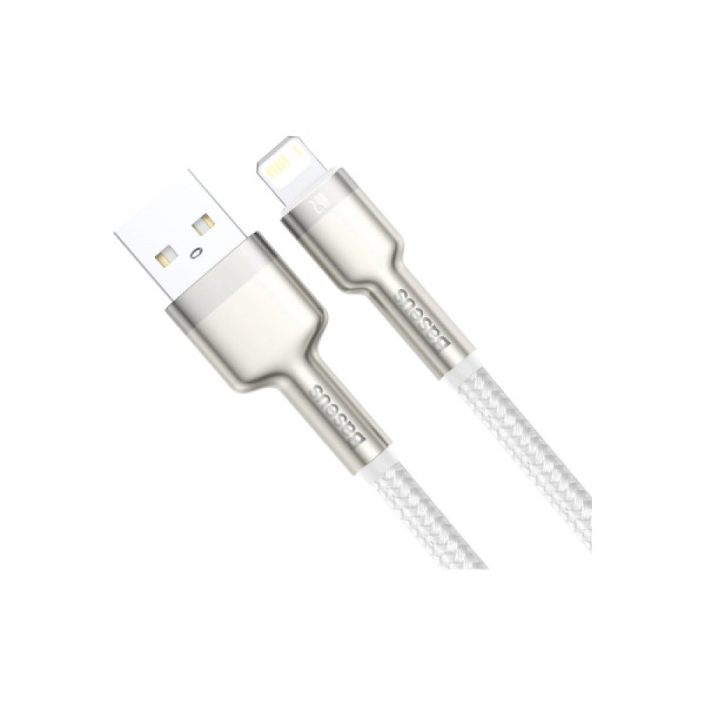 Дата кабель USB 2.0 AM to Lightning 1.0m Cafule Series Metal 2.4A White Baseus (CALJK-A02)
