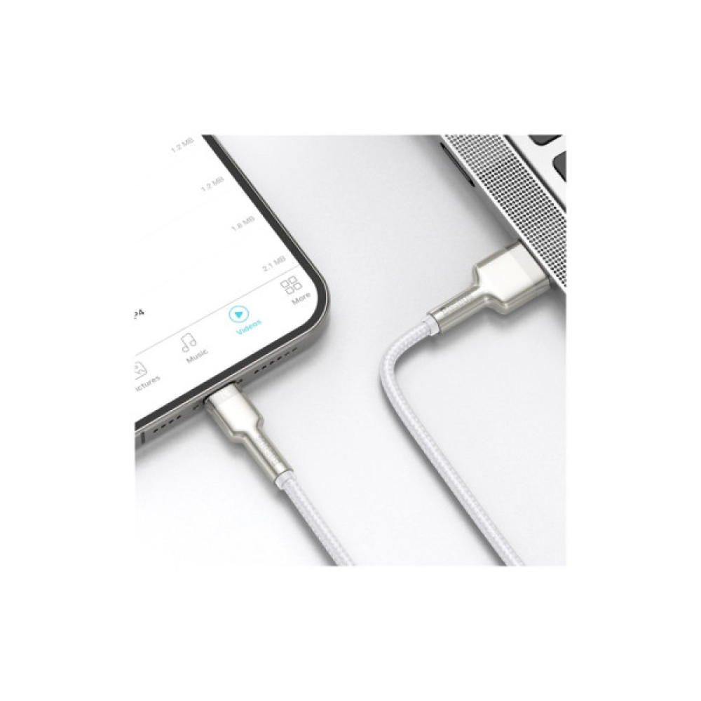 Дата кабель USB 2.0 AM to Lightning 1.0m Cafule Series Metal 2.4A White Baseus (CALJK-A02)