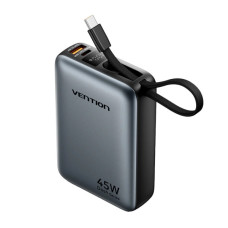Батарея універсальна Vention 20000 mAh 45W Mini with Built-in USB-C Cable Gray (FHGH0)