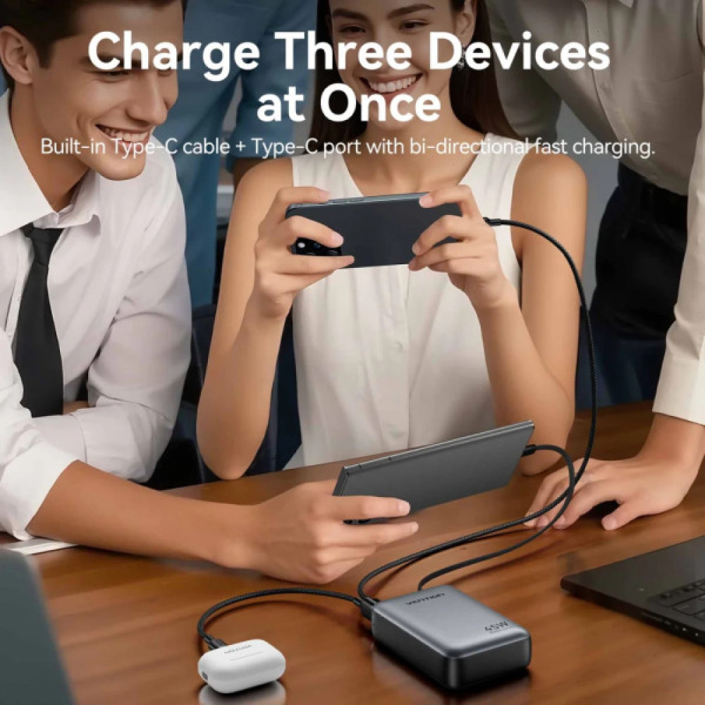 Батарея універсальна Vention 20000 mAh 45W Mini with Built-in USB-C Cable Gray (FHGH0)