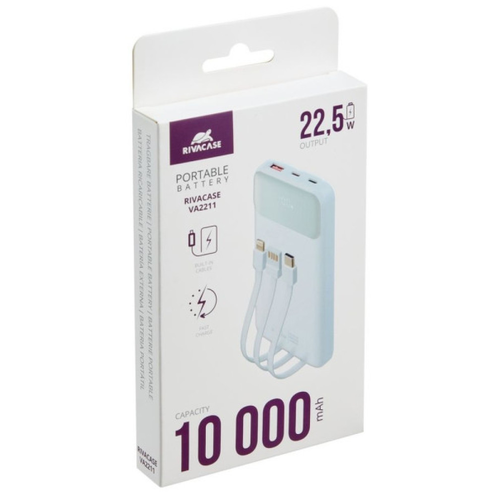 Батарея універсальна RivaCase 10000mA, 22.5W, QC/PD, white (RIVAPOWER VA2211 (White))