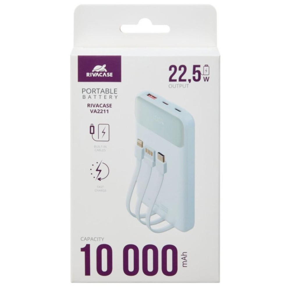 Батарея універсальна RivaCase 10000mA, 22.5W, QC/PD, white (RIVAPOWER VA2211 (White))