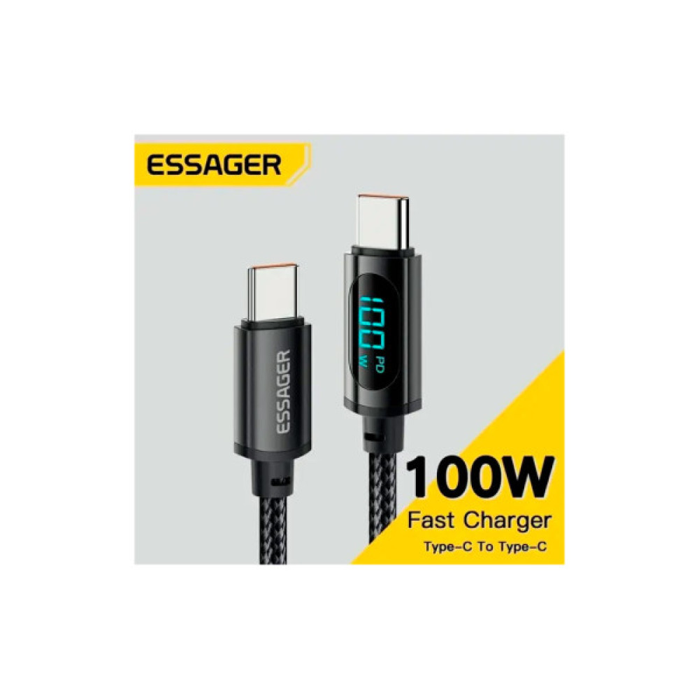 Дата кабель USB-C to USB-C 2.0m 100W LED black Essager (EXCTT1-XYA01-P)