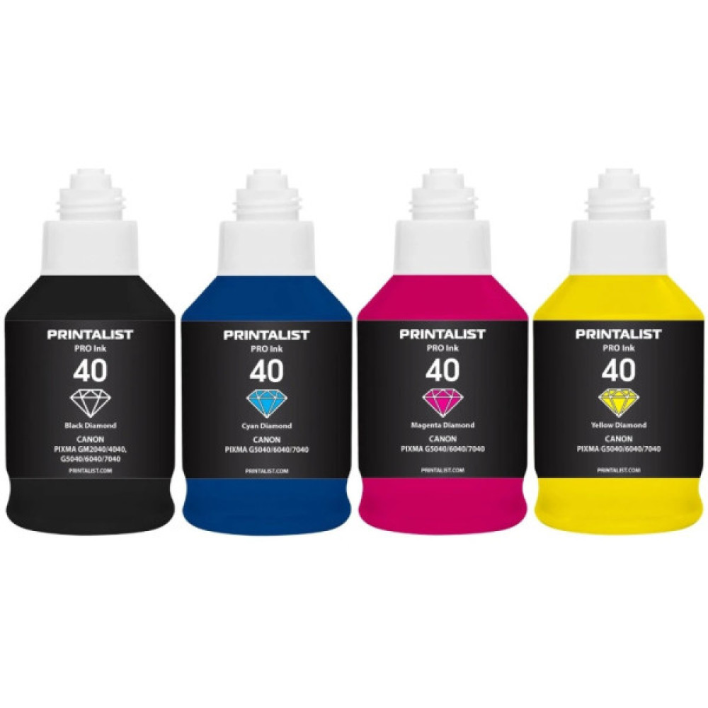 Чорнило Printalist Canon GI-40 для G5040/G6040 4х190г BP/C/M/Y SET Pigm/Water. (PL40SET4)