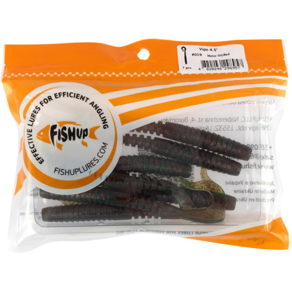 Силікон рибальський FishUP Vipo 4.3" 019 - Motor Oil/Red (7шт/уп) (1864.14.01) Силікон рибальський FishUP Vipo 4.3" 019 - Motor Oil/Red (7шт/уп) (1864.14.01)