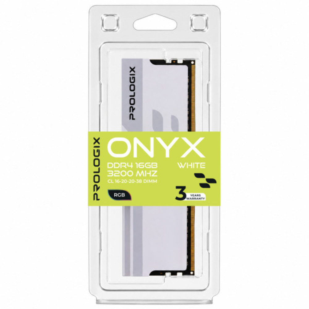 Модуль пам'яті для комп'ютера DDR4 16GB 3200 MHz Onyx White RGB Prologix (PRO16GB3200YWR4)