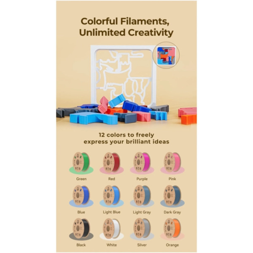 Пластик для 3D-принтера Creality PLA Fast, Ender, 1.75мм black1kg+white 1kg (3301010395)