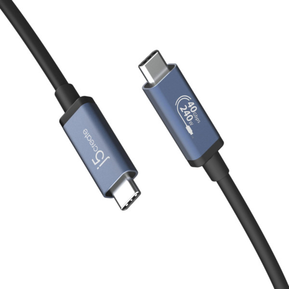 Дата кабель USB-C to USB-C 0.8m USB4 40Gbps 240W (48V/5A) 8K60Hz premium J5create (JUC29L08-N)