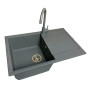 Набір кухонний Adamant Horizon, штучний камінь, прямокут., з крилом, 780х495х230мм, чаша - 1, врізна, сірий + змішувач та дозатор
