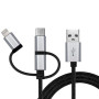 Дата кабель USB 2.0 AM to Lightning + Micro 5P + USB-C 1.0m black REAL-EL (EL123500035)