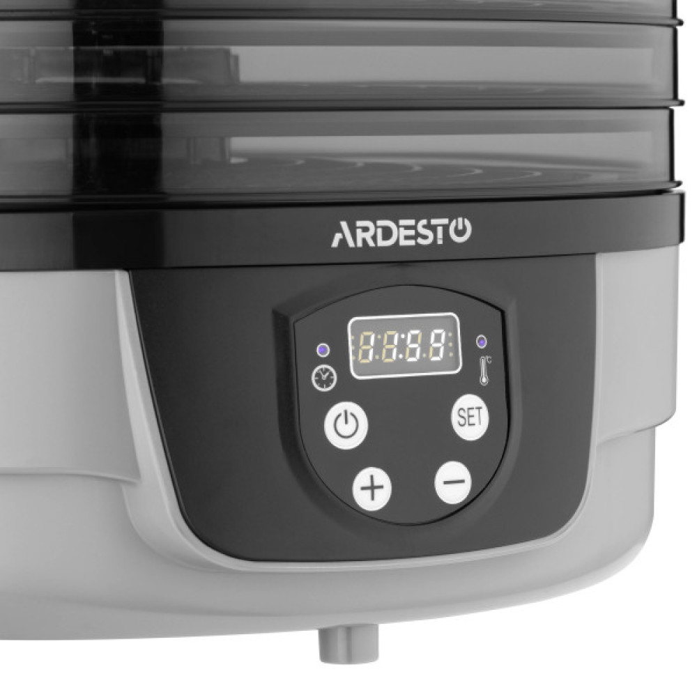 Сушарка для продуктів ARDESTO FDB-532TTC, 250Вт, піддонів -5x3см, діаметр-32см, макс-70°С, таймер, електр. управління, пластик , білий