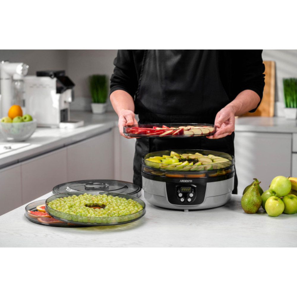 Сушарка для продуктів ARDESTO FDB-532TTC, 250Вт, піддонів -5x3см, діаметр-32см, макс-70°С, таймер, електр. управління, пластик , білий