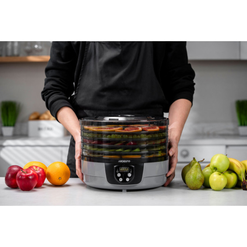 Сушарка для продуктів ARDESTO FDB-532TTC, 250Вт, піддонів -5x3см, діаметр-32см, макс-70°С, таймер, електр. управління, пластик , білий