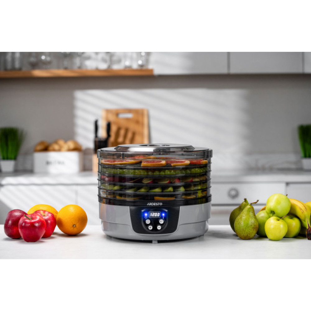 Сушарка для продуктів ARDESTO FDB-532TTC, 250Вт, піддонів -5x3см, діаметр-32см, макс-70°С, таймер, електр. управління, пластик , білий