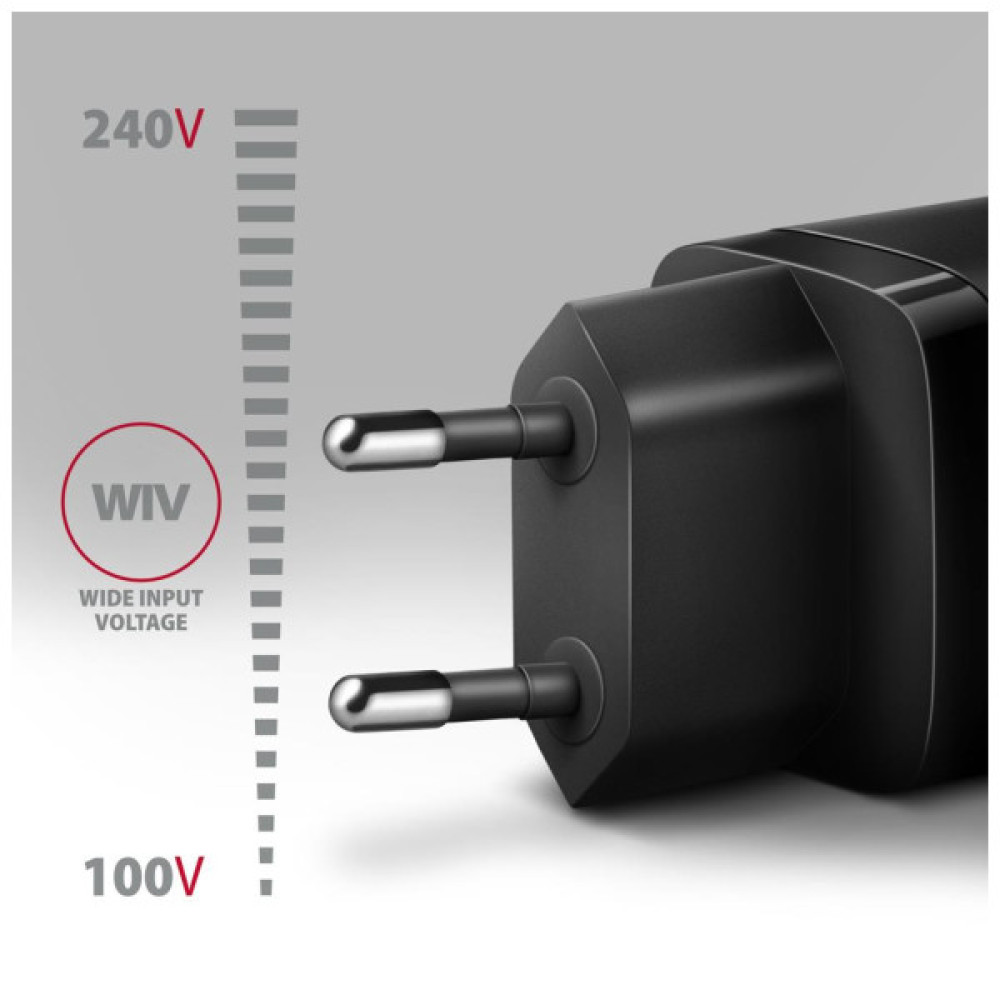 Зарядний пристрій AXAGON 1xUSB QC4.0 + 1xUSB-C PD30W PPS black (ACU-PQ30)