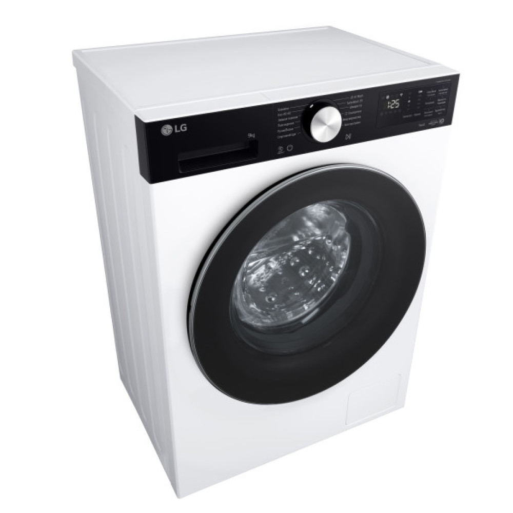 Пральна машина LG фронтальна, 9кг, 1200, A, 48см, дисплей, пара, інвертор, білий