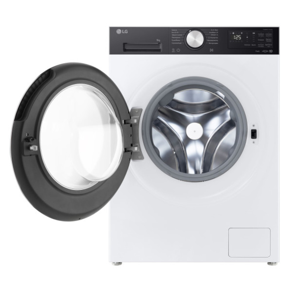 Пральна машина LG фронтальна, 9кг, 1200, A, 48см, дисплей, пара, інвертор, білий