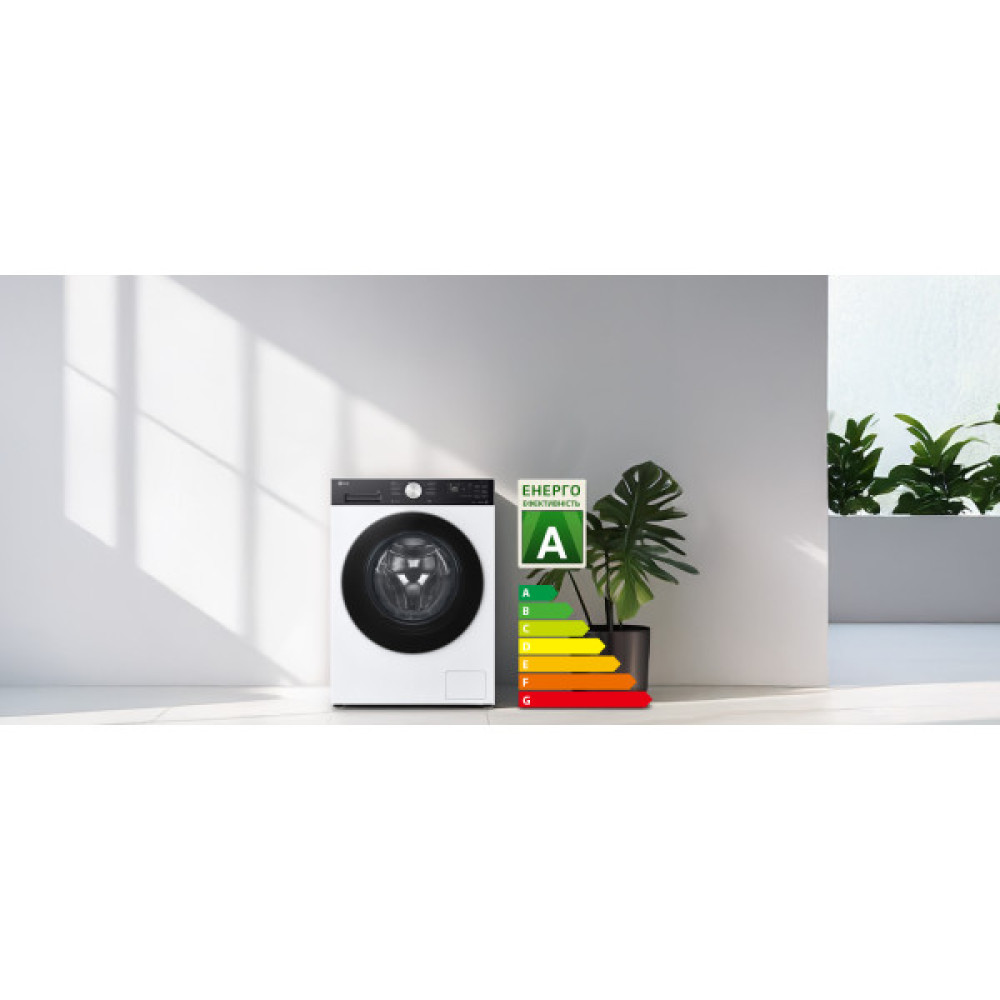 Пральна машина LG фронтальна, 9кг, 1200, A, 48см, дисплей, пара, інвертор, білий