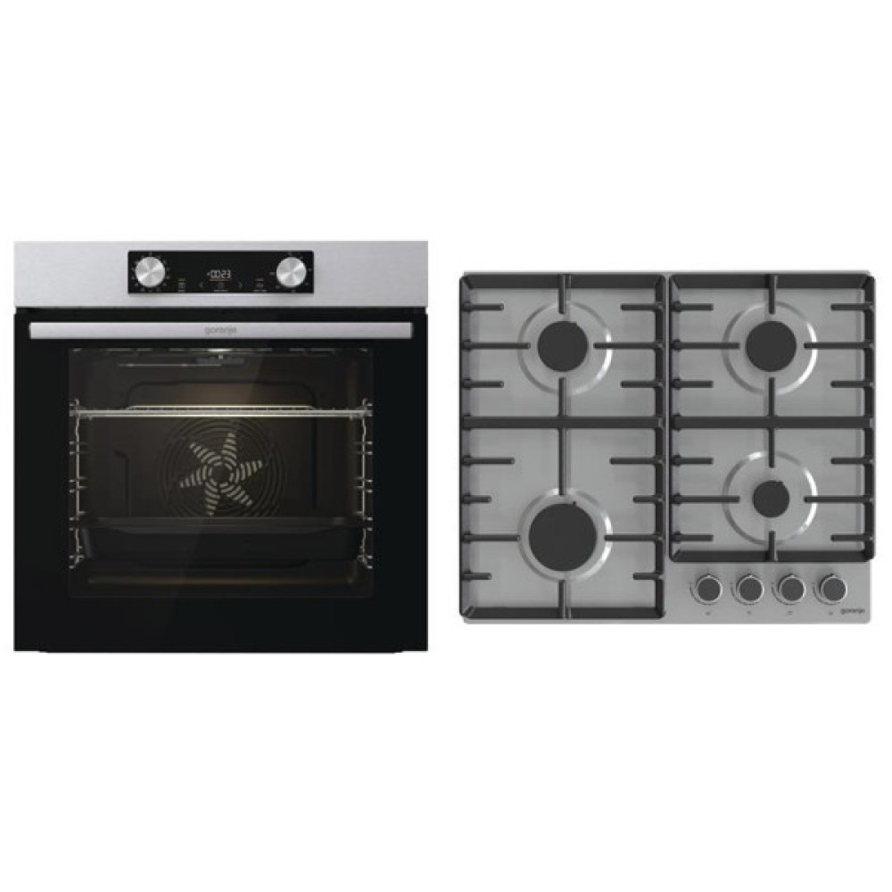 Комплект Gorenje (духовка електрична BO6737E02XK + варильна поверхня газова G642ABX), 743550, нерж.