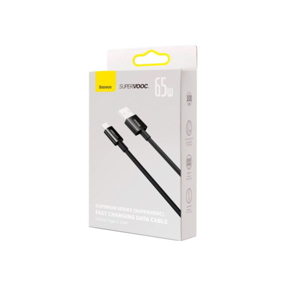 Дата кабель USB 2.0 AM to USB-C 2.0m 65W black Baseus (CAYS001001)