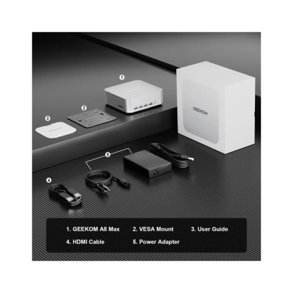 Комп'ютер GEEKOM Mini PC A8 / Ryzen7 8745HS, 32, 1TB, Radeon 780M, W11Pro (GMA8R78745HS-321T-EU)