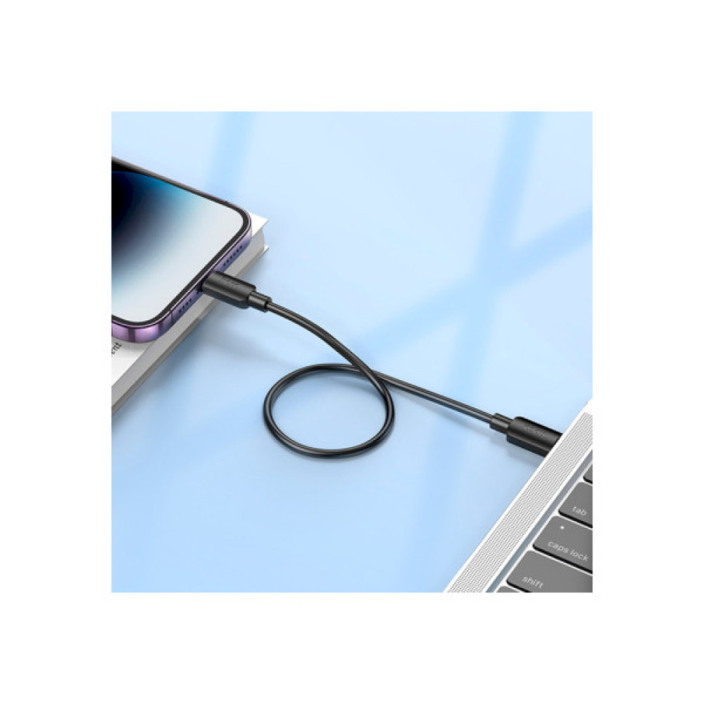 Дата кабель USB-C to Lightning 0.25m Hyper PD X96 black HOCO (6942007609364)